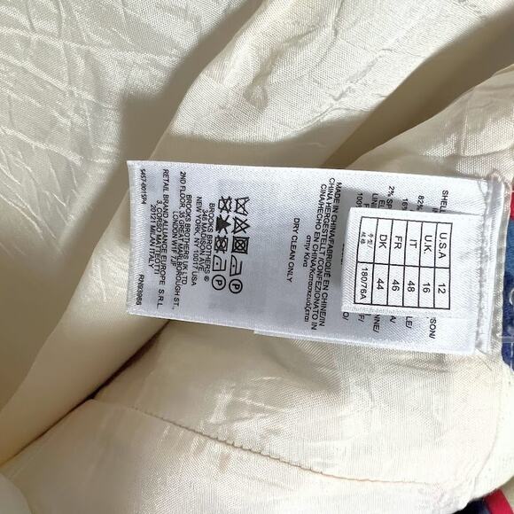 Brooks Brothers 346 Striped Mini Skirt Cotton Blend Cream Blue Red Women sz 12 - Picture 3 of 7